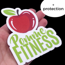 White laminated sticker