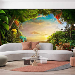 Animals Jungle Savanna Sky Panoramic wallpaper