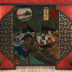 19th century print Utagawa Kuniyoshi - Miyanokoshi Panoramic wallpaper